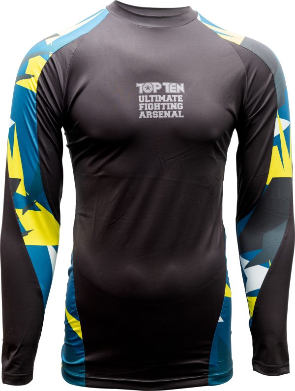 Rash Guard “Jungle” - long sleeve, blue-yellow, size S