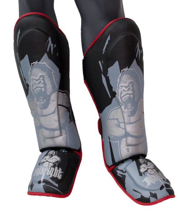 Shin Guard “Mix Fight Gorilla” for Thaiboxen, K1 und MMA - black-gray, size XS