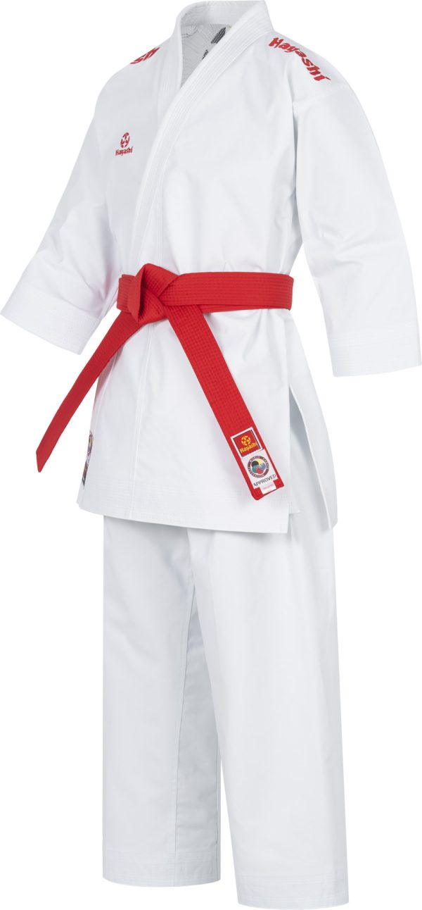 Karate Gi Set “Migoto” - white-red, white-blue embroidery, size 150 cm - Image 7