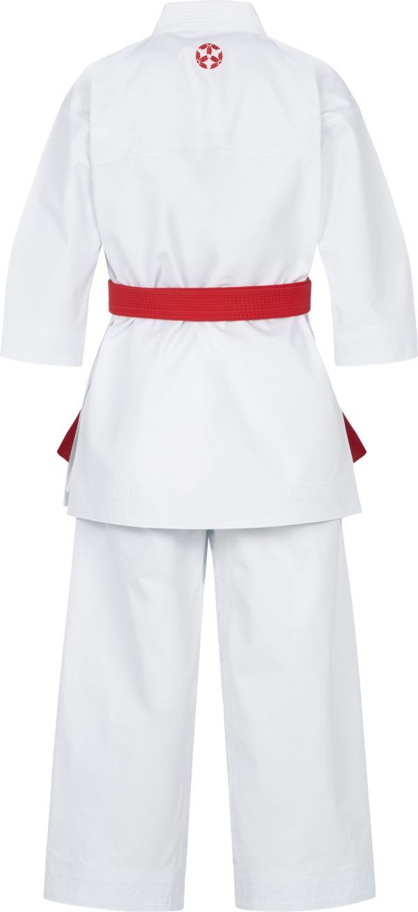 Karate Gi Set “Migoto” - white-red, white-blue embroidery, size 150 cm - Image 8