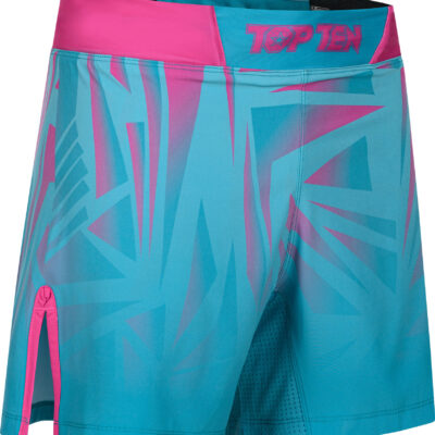 MMA Shorts “Borrado” with inner trousers - turquoise-pink, size XS = 150cm