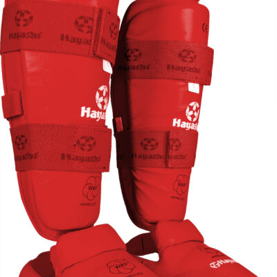 Karate Shin and Instep Guard (WKF approved) - red, size S