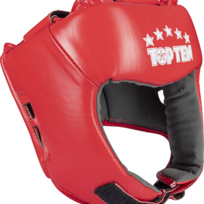 Head Guard made of genuine leather - red, size XL, incl. IBA label