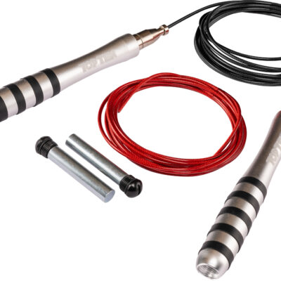 Jump rope “IronSpin” - silver-black, cable rope